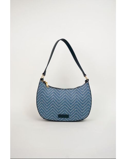 Sac porte epaule en cuir Amara bleu marine - 25 x15 x6cm