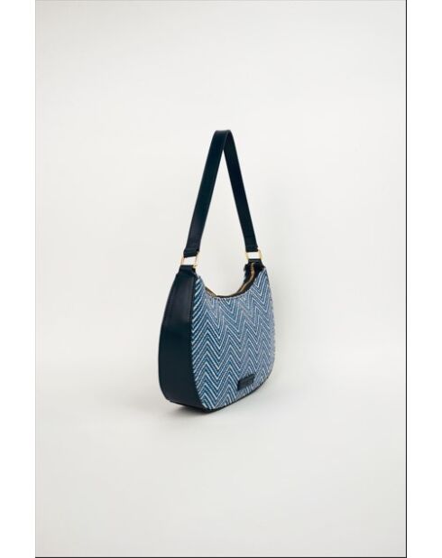 Sac porte epaule en cuir Amara bleu marine - 25 x15 x6cm