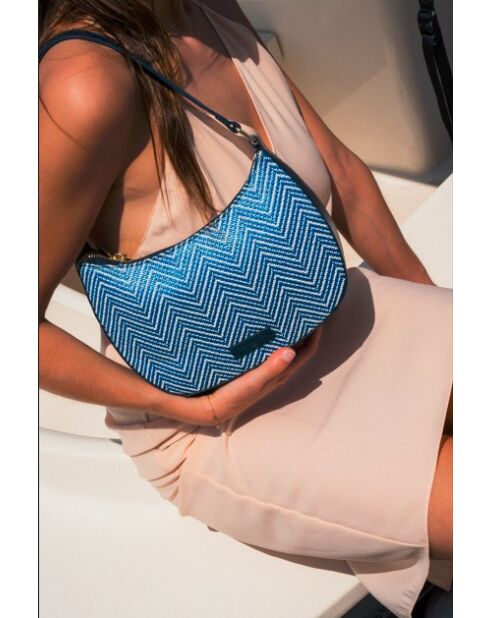 Sac porte epaule en cuir Amara bleu marine - 25 x15 x6cm