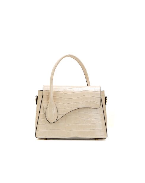 Beige Sonia croco leren handtas