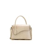 Beige Sonia croco leren handtas
