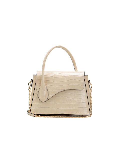 Beige Sonia croco leren handtas