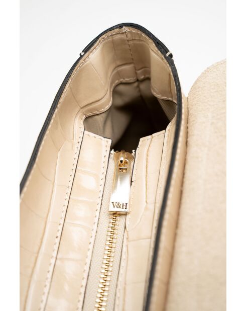 Beige Sonia croco leren handtas