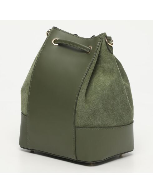 Bolso Livy con cierre de piel verde botella - 21,5 x27 x15 cm