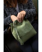 Bolso Livy con cierre de piel verde botella - 21,5 x27 x15 cm