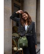 Bolso Livy con cierre de piel verde botella - 21,5 x27 x15 cm