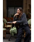 Bolso Livy con cierre de piel verde botella - 21,5 x27 x15 cm