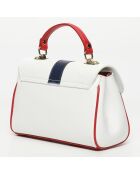 Giverny Lederhandtasche marineblau + weiß + rot - 26 x18 x10 cm