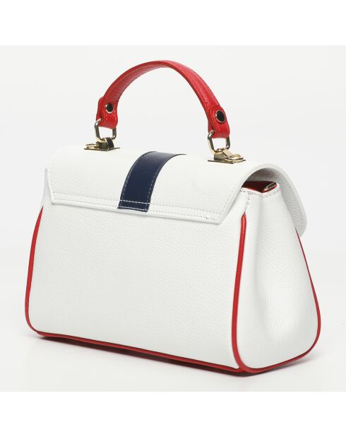 Giverny Lederhandtasche marineblau + weiß + rot - 26 x18 x10 cm