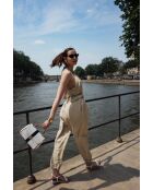 Giverny Lederhandtasche marineblau + weiß + rot - 26 x18 x10 cm