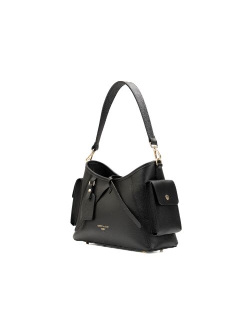 Sac porté épaule en cuir Kate noir