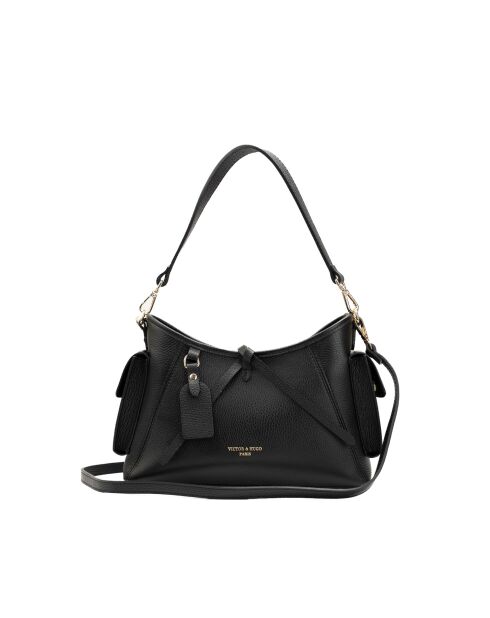 Sac porté épaule en cuir Kate noir