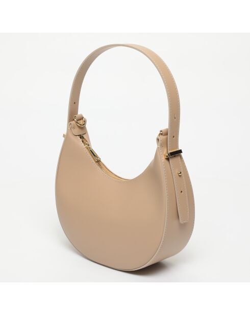 Bruna Schultertasche aus nudefarbenem Leder - 25 x15 x8,5 cm