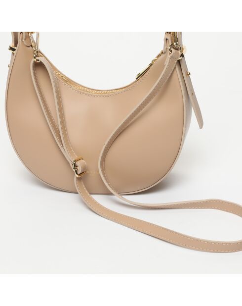 Bruna Schultertasche aus nudefarbenem Leder - 25 x15 x8,5 cm