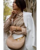 Bruna Schultertasche aus nudefarbenem Leder - 25 x15 x8,5 cm