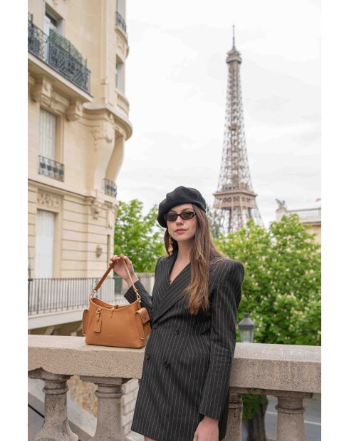 Sac porté épaule en cuir Kate camel