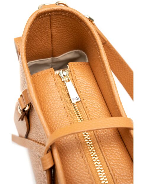 Sac porté épaule en cuir Kate camel