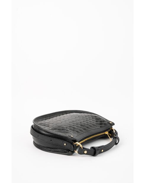 Sac à main en cuir Leana noir - 14 x27 x7cm