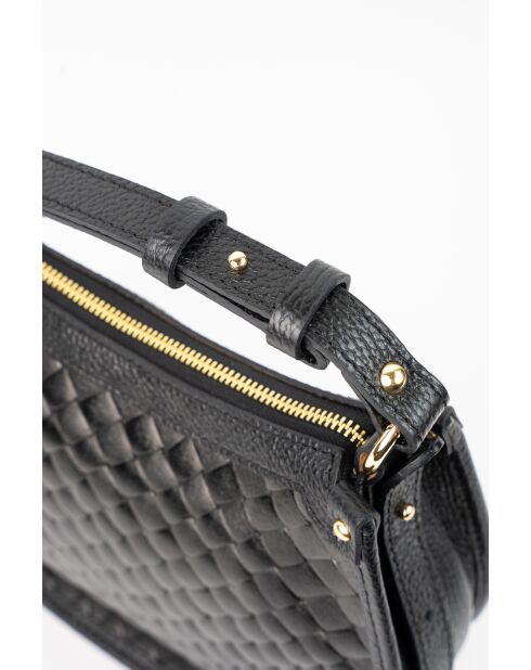 Sac à main en cuir Leana noir - 14 x27 x7cm