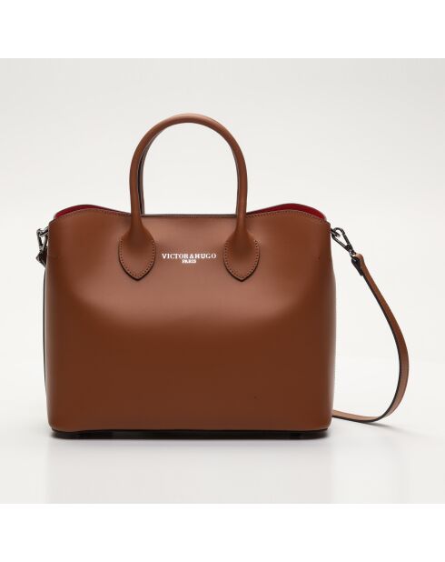 Sac à main en cuir Nisa marron - 31 x25 x14 cm