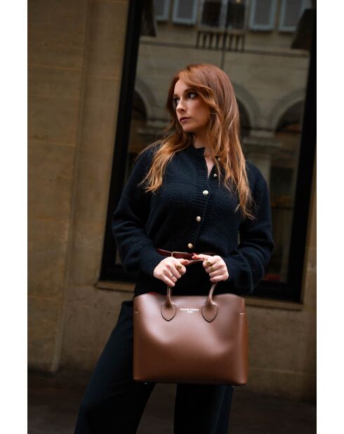 Sac à main en cuir Nisa marron - 31 x25 x14 cm