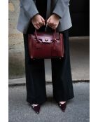 Sac à main en cuir Jeny aubergine - 25x19x7 cm