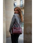 Sac à main en cuir Jeny aubergine - 25x19x7 cm
