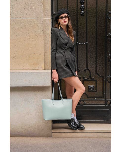 Sac cabas en cuir Cannes bleu