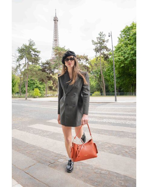 Sac porté épaule en cuir Kate terracotta