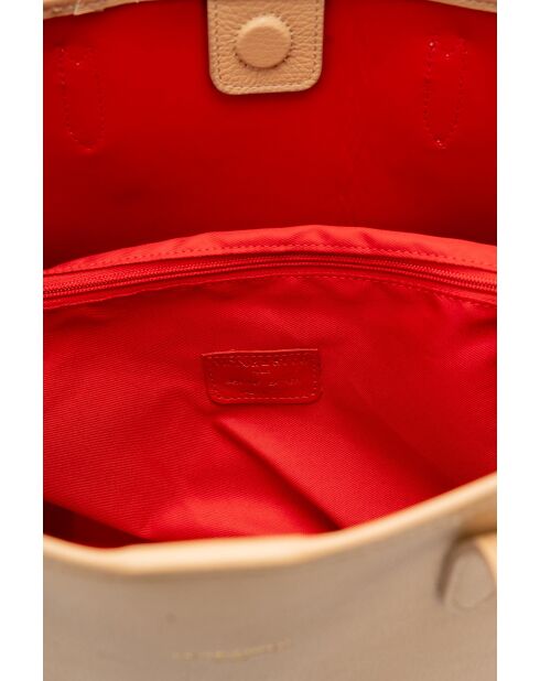 Sac cabas en cuir Cannes beige