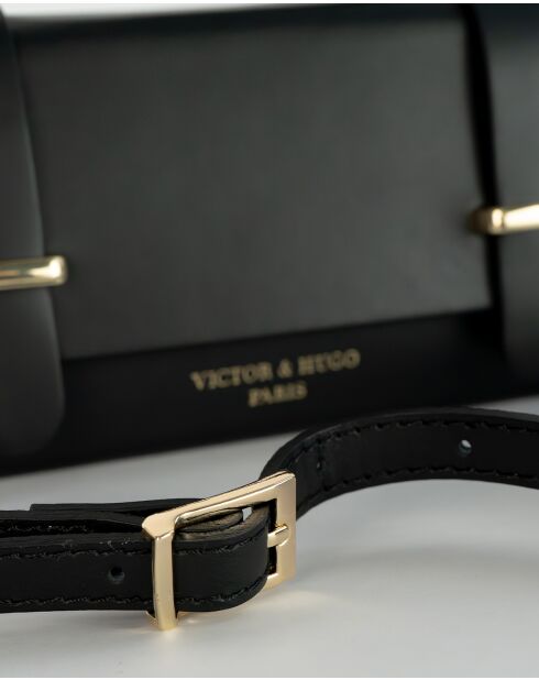 Sac porté épaule en cuir Boho noir - 19x10x5 cm