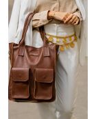 Sac porté épaule en cuir Noa marron - 34x38x11cm