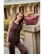 Sac à main en cuir Monaco bordeaux - 43 x26 x14,5 cm