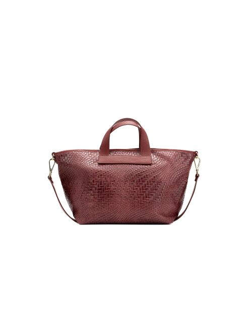 Sac à main en cuir Monaco bordeaux - 43 x26 x14,5 cm