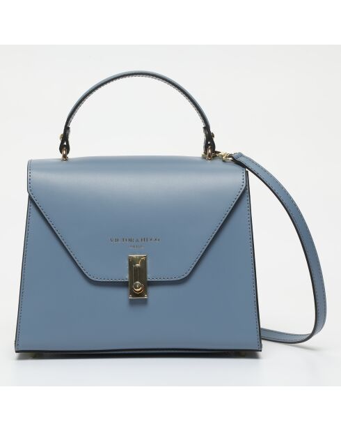 Bolso Hugo de piel azul celeste - 23,5x20x10 cm