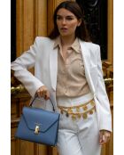 Bolso Hugo de piel azul celeste - 23,5x20x10 cm