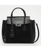 Jane bi zwarte leren handtas - 36x35x24cm