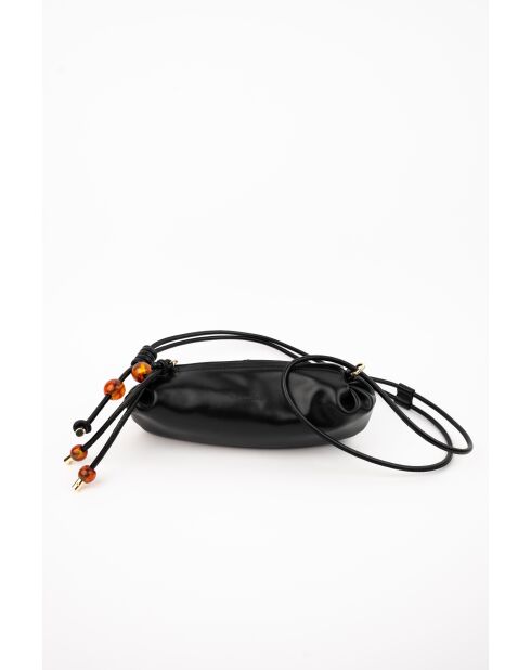 Sac bandouliere en cuir Aina noir - 26 x12 x5cm