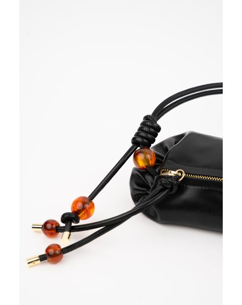 Sac bandouliere en cuir Aina noir - 26 x12 x5cm