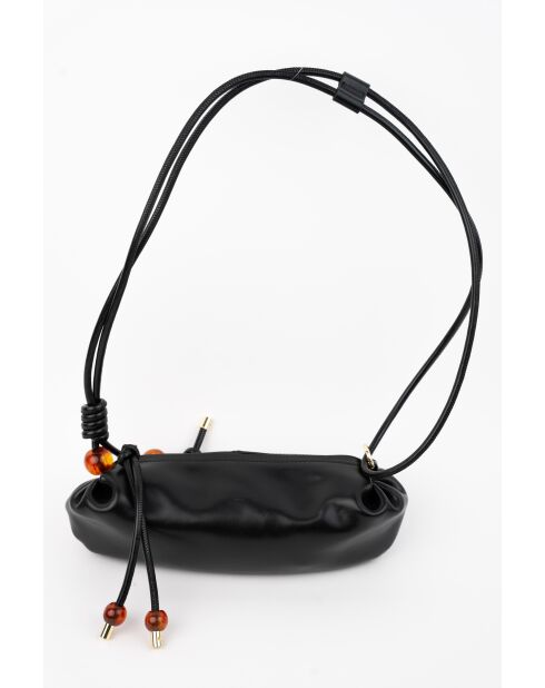 Sac bandouliere en cuir Aina noir - 26 x12 x5cm