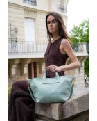 Sac à main en cuir Monaco bleu - 43 x26 x14,5 cm