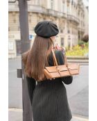 Schultertasche Briana Box aus camelfarbenem Leder