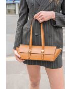 Schultertasche Briana Box aus camelfarbenem Leder