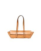 Schultertasche Briana Box aus camelfarbenem Leder
