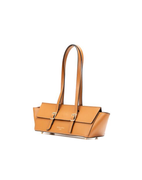 Schultertasche Briana Box aus camelfarbenem Leder