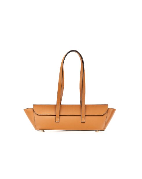 Schultertasche Briana Box aus camelfarbenem Leder