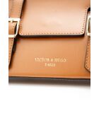 Schultertasche Briana Box aus camelfarbenem Leder