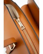 Schultertasche Briana Box aus camelfarbenem Leder