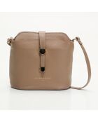 Elise Schultertasche aus helltaupefarbenem Leder - 22x23x13 cm