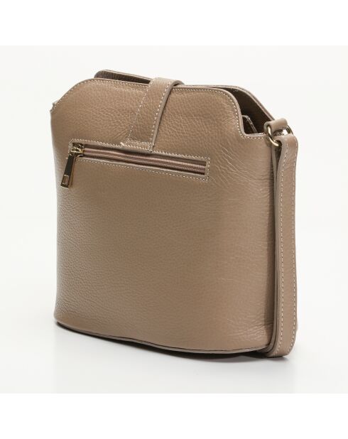 Elise Schultertasche aus helltaupefarbenem Leder - 22x23x13 cm